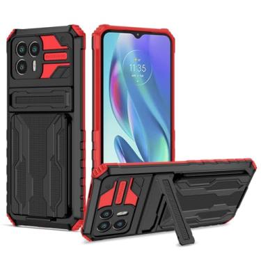 Imagem de Bohefo Capa para Moto G50 5G, Motorola G50 5G XT2149-1 capa com carteira removível para cartão, suporte integrado à prova de choque, capa protetora para celular para Motorola Moto G50 5G vermelha