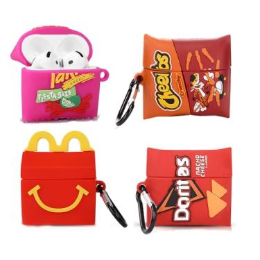 Imagem de Capa fofa para AirPods 4 (2024), capa de silicone XMBYGY com carregamento de desenho animado à prova de choque, capa protetora para fones de ouvido com mosquetão para homens e mulheres adolescentes (M