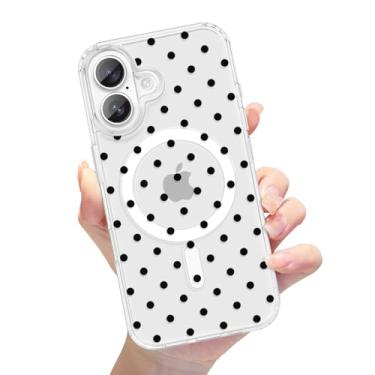 Imagem de xoniery Capa magnética para iPhone 16, linda bolinhas, compatível com MagSafe, TPU macio, à prova de choque, transparente estética feminina fina para mulheres e meninas - preta