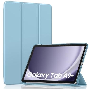 Imagem de MoKo Capa para Galaxy Tab A9 Plus/A9+ 11 polegadas 2023, capa inteligente rígida de policarbonato translúcido para tablet Galaxy Tab A9 Plus SM-X210/X216/X218, despertar/hibernar automaticamente, azul