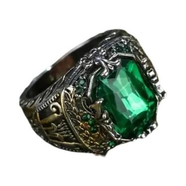 Imagem de Anel Retro De Pedra Verde Luxuosa Para Homens Para Festas E Uso Diário