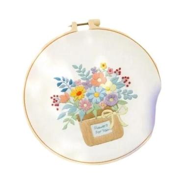 Imagem de Kit De Bordado De Flores Para Iniciantes DIY Ponto Cruz Arte De Planta