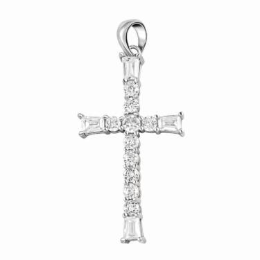 Imagem de Compre pingente de cruz LC em prata esterlina 925 - Pingente de cruz de zircônia cúbica para homens e mulheres, joias para mulheres, fé católica, cristã, religiosa, presentes de aniversário para