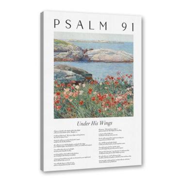 Imagem de Coleção de Salmos das Escrituras Monet Van Gogh Famosa Pintura Aquarela Impressão Verso da Bíblia Pôster em Tela Decoração de Parede de Casa Cristã (SKU12,16x60 cm) = (40 x 60 cm), Emoldurado (Tela