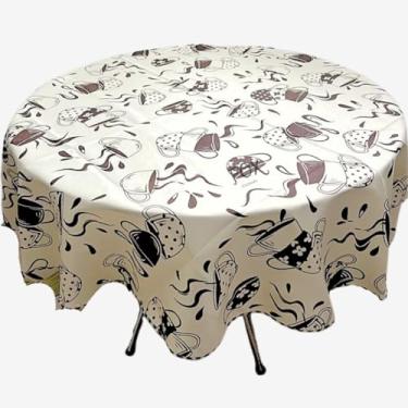 Imagem de Toalha de Mesa Redonda Oxford 1,40m - Alta Durabilidade, Cores Vibrantes e Fácil de Lavar para Sala de Jantar e Festas(Café)
