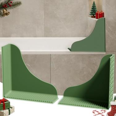 Imagem de Roslim Pacote com 2 protetores de respingos de chuveiro de silicone, bloqueador de água de canto de banheira com ventosas fortes, reutilizável e sem adesivo, para uma vedação segura e fácil remoção