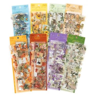 Imagem de RISYPISY 48 folhas/555 pçs adesivos de diário vintage floral botânico scrapbook adesivo pequeno transparente pontuação de chalé decalques à prova d'água para planejador, diário de bala, confecção de
