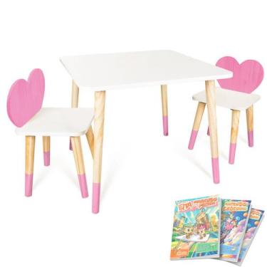 Imagem de Kit Educativo Mesa e 2 Cadeiras Infantil Coração - Eita Casa Perfeita,