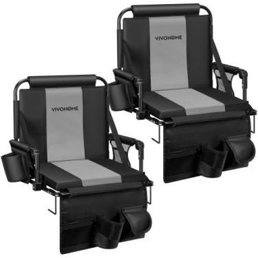 Imagem de Asiento para Estadio VIVOHOME Paquete de 2 Sillas Portátiles Negro y G