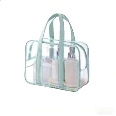 Imagem de Bolsa Transparente de Viagem Necessaire Grande com Zíper – Organizador de Cosméticos e Acessórios, Ideal para Academia e Praia(GX10-11236 VERDE)