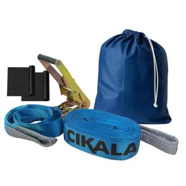 Imagem de Slackline Azul 15 M Catraca + Alças + Protetores + Bolsa