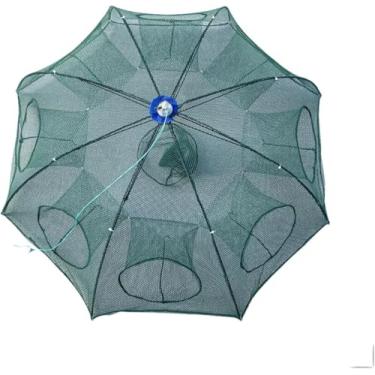 Imagem de Armadilha de Pesca com 8 Entradas Dobrável Captura Peixes, Camarões e Siris Nylon Reforçado Ideal para Pesca em Rios, Lagos e Mar Resistência PREMIUM (2)