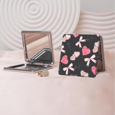 Imagem de Y2K Espelho de maquiagem portátil estilo milenar, mini espelho de maquiagem portátil dobrável, espelho de contorno quadrado compacto de dupla face, adequado para todos em várias ocasiões