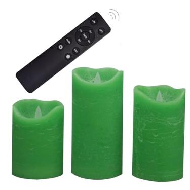 Imagem de Vela de pilar sem chama de cera real, vela de LED operada por bateria com temporizador remoto, luz falsa elétrica cintilante para Dia de São Patrício, Natal, Dia da Terra, festa, celebração, decoração