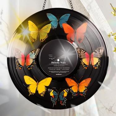 Imagem de Apanhador solar de acrílico colorido, decoração de janela suspensa de borboleta com design de vitral impresso, apanhador de sol, arte de parede de arco-íris, ornamentos de Natal para uso interno e