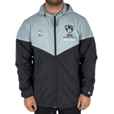 Imagem de Jaqueta New Era Corta Vento Brooklyn Nets Club House Preto/Cinza-Masculino
