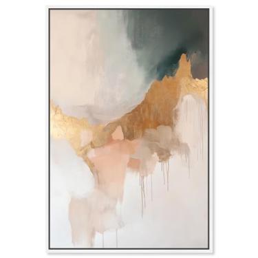 Imagem de Art Remedy Arte de parede de folha dourada em tela Earthy Whispers, moldura branca, 25,4 cm x 38,1 cm