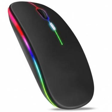 Imagem de Mouse Sem Fio Recarregável Silencioso | Bluetooth + USB 2.4GHz | Iluminação RGB | Design Ergonômico | Mouse Wireless para Notebook, PC e Desktop