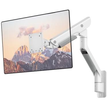 Imagem de monTEK Suporte de parede de monitor único resistente para telas Ultrawide de 17 a 57 polegadas até 27 kg, braço de monitor de parede de alumínio premium com ajuste de movimento total, elevação