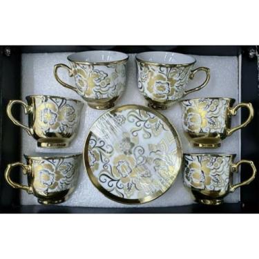 Imagem de Xícara de café/cha kit com 6 conjunto (12 peças) de Cerâmica em porcelana(Xicara D173-4/6 conjunto)