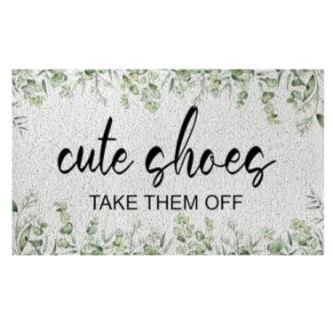 Imagem de ISANOU Tapete de porta para sapatos bonitos, tapete de porta externo, folhas de eucalipto, aquarela, folhas de eucalipto, tapete antiderrapante, para entrada interna e externa, 76 x 43 centímetros