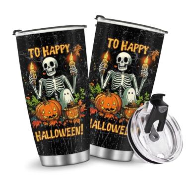 Imagem de Copos com isolamento de caveira, presentes para mulheres, homens, meninas, meninos, mãe, marido, pai, Halloween, esqueleto, terror, presentes escuros, garrafas de água 590 ml
