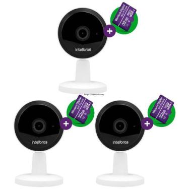 Imagem de Kit 3 Câmera Wi-Fi HD 1 Megapixel Inteligente Com Alarme e Armazenamen