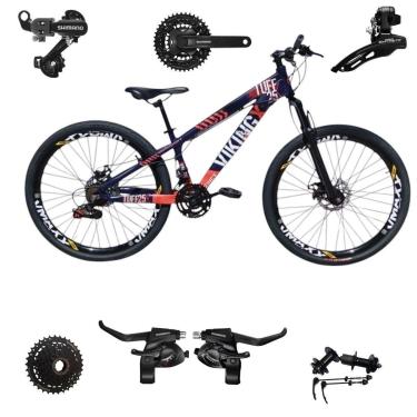 Imagem de Bicicleta 26 VikingX T25 24v Alum Indexada Shimano K7 Cubo e Catraca Pneu Balão Flame-Unissex