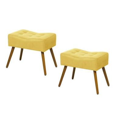 Imagem de Kit 02 Puffs Banqueta Retangular Liso Amarelo - SA Móveis - S.A. Móvei