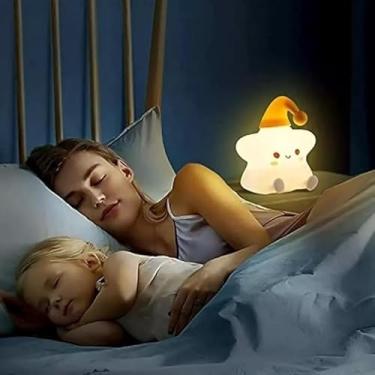 Imagem de Luminária Estrela LED RGB com Toque – Luz Noturna Decorativa Colorida para Quarto Infantil e Bebê