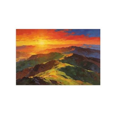 Imagem de Impressão em tela de paisagem de arte de parede - nuvens de montanha pôr do sol - pintura de decoração - imagens para sala de estar quarto 60 x 90 cm 24 x 35 pol sem moldura