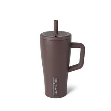Imagem de BrüMate Copo Era de 590 ml com alça e canudo | Copo isolado 100% à prova de vazamento com tampa e canudo | Feito de aço inoxidável | Base amigável para porta-copos | 590 ml (Java)