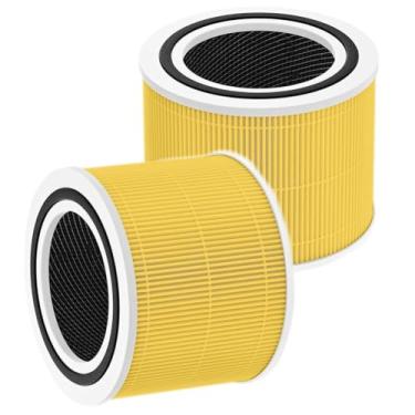 Imagem de JISIZKY Filtro de ar de substituição Core 300-RF compatível com purificador de ar LEVOIT CORE 300 CORE 300S, filtro de carvão ativado H13 True HEPA 3 em 1 (pacote com 2, amarelo)