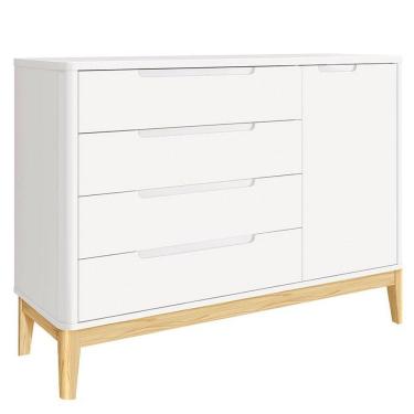 Imagem de Cômoda Infantil Classic Boom Branco Com Pés Madeira Natural - Reller