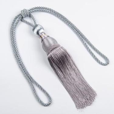 Imagem de Borlas de cortina, amarrar, sem instalação, fio dourado, bola pendurada, correia de bola de tênis, borla criativa (cinza)