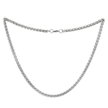 Imagem de Colar de corrente de prata para homens, corrente de elos de 5 mm, colar masculino de aço de titânio de 50 cm, joia masculina para mulheres