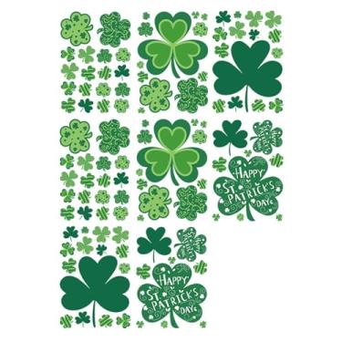 Imagem de Kuntesetty Conjunto de 8 adesivos decorativos para janelas, tema Dia de São Patrício, em tons de verde, perfeitos para decorar janelas de vidro, banheiros e, Style C