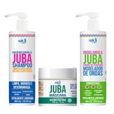 Imagem de Kit Widi Care Juba - Shampoo 500ml + Máscara Reconstrução 500g + Creme de Pentear Ondulando 500ml