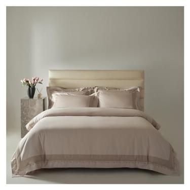 Imagem de x3anggyt5 Conjunto de capa de edredom de algodão super macio e respirável bordado (fecho de zíper) Conjunto de capa de edredom de algodão lavado de grampo longo 4 peças (rosa, cama de 2 m - 220 x 240