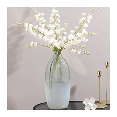 Imagem de x3anggyt5 Vaso de flores novo leve luxuoso estilo vaso de vidro decoração sala de estar arranjo de flores vaso de água transparente decoração de casa (grande)