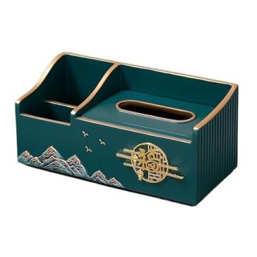 Imagem de Capa de caixa de lenços retangular porta-lenços multifuncional, caixa de lenços de café, organizador de controle remoto para sala de estar, quarto, sala de jantar, escritório, suporte de caixa de