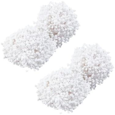 Imagem de GORGECRAFT 1400 peças de estame de flores brancas de duas cabeças pistilo 4 mm de plástico floral feito à mão núcleo de flores artificiais estame de pólen para fazer flores de casamento, scrapbook