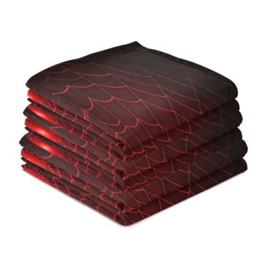 Imagem de Wassud Toalhas de cozinha teia de aranha vermelha panos de prato de cozinha pacote com 6 panos de prato macios com laço para pendurar toalha de mão super absorvente de secagem rápida toalhas de chá de