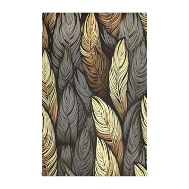 Imagem de Wassud Toalhas de cozinha Golden Feather Art Toalhas de prato de cozinha 1 pacote panos de prato macios com laço para pendurar toalha de mão de secagem rápida super absorvente toalhas de chá de mesa