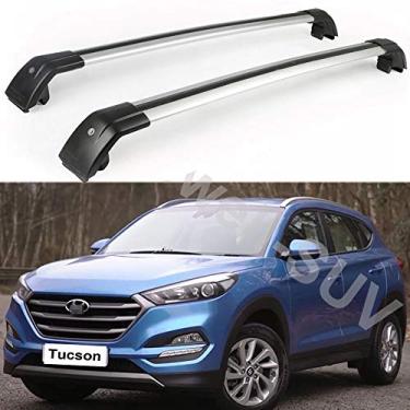 Imagem de YiXi-Partswell 2 peças de rack de tejadilho travável barras transversais bagageiro adequado para Hyundai Tucson 2015-2020 - prata