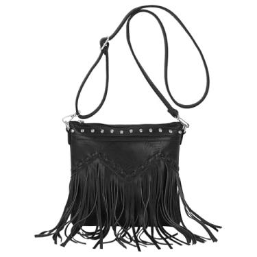 Imagem de Hoce Bolsa mensageiro feminina de couro com franja, grande, Hobo, transversal, borla, presente para mãe, esposa, namorada, 08816brown, Retrô