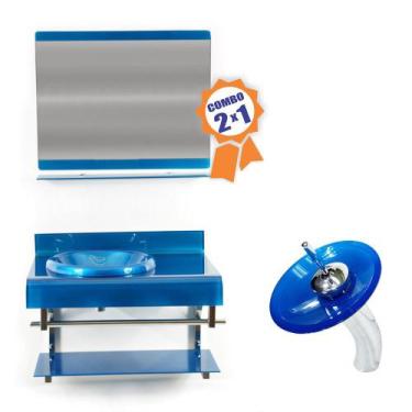 Imagem de Combo 2 em 1 - Gabinete 70cm Espanha + Torneira Ibiza - EKASA, Azul Es