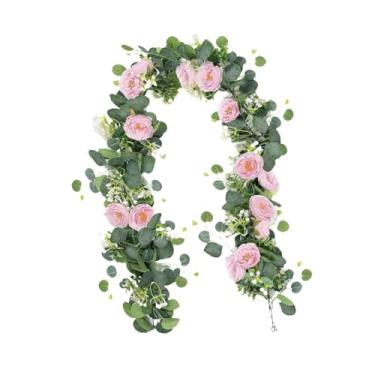 Imagem de XLWLLNJ Guirlanda de Rosas Artificiais, Trepadeiras Artificiais, Decorações Suspensas, Flores, Trepadeiras, Guirlandas de Natal para Lareira.