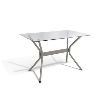 Imagem de Mesa Loire Níquel Com Tampo De Vidro Incolor 1,20m