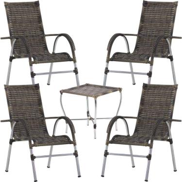 Imagem de Jogo 4 Cadeiras E Mesa Vênus Area Externa - Trama Cappuccino